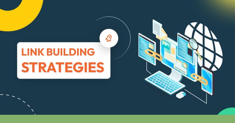 Illustration showing link building process with outreach and content strategies